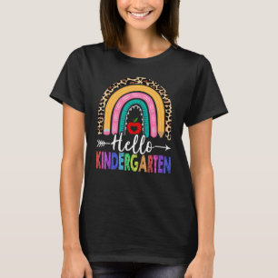 T-shirt Bonjour professeur de maternelle Léopard arc-en-ci