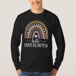 T-shirt Bonjour professeur de maternelle léopard arc-en-ci