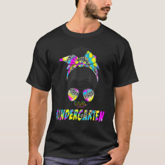 T-shirt Bonjour professeur de maternelle Tie Dye chignon d