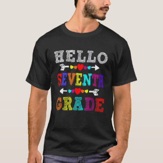 T-shirt Bonjour professeur de septième année arc-en-ciel s