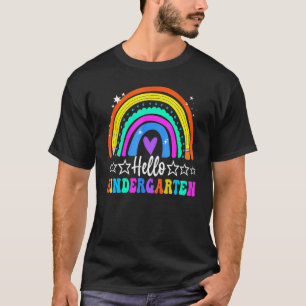 T-shirt Bonjour Rétro Arc-en-ciel de la Maternelle Pour En