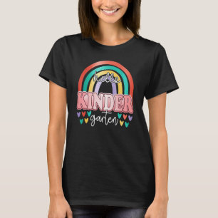 T-shirt Bonjour Rétro Arc-en-ciel Professeur Fille Materne