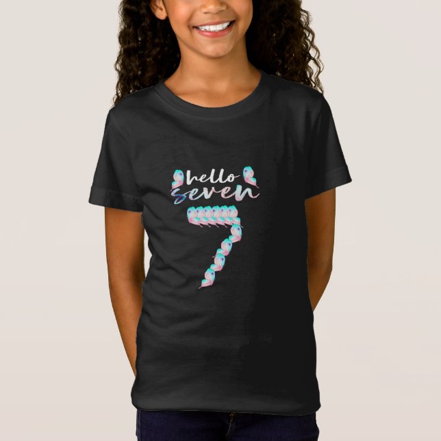 T-Shirt Bonjour Sept 7 ans 7e anniversaire fille 7 ans (Devant)
