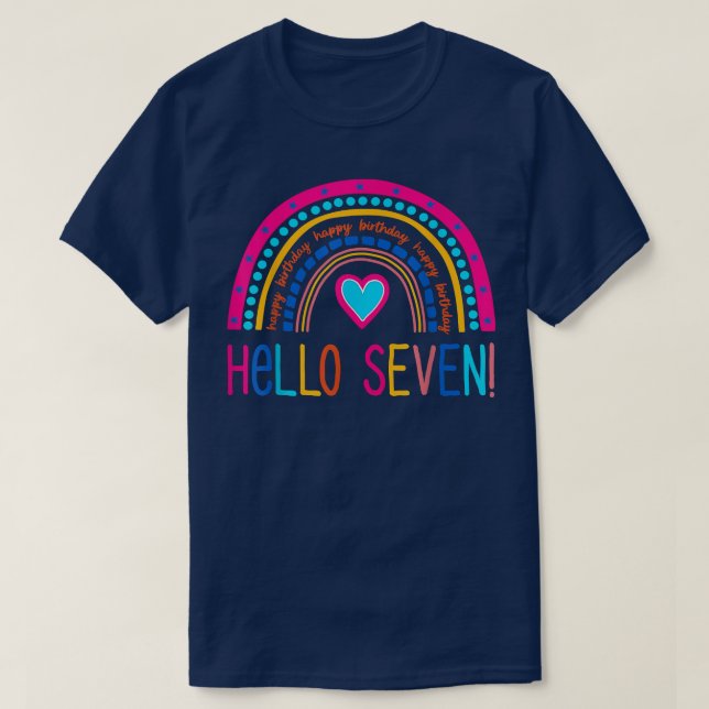T-shirt Bonjour Sept Arc En Ciel J'Ai 7 Ans Joyeux Anniver (Design devant)