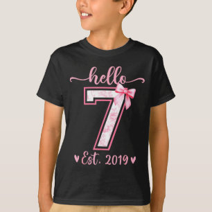 T-shirt Bonjour sept est 2019 7e anniversaire fille coquet