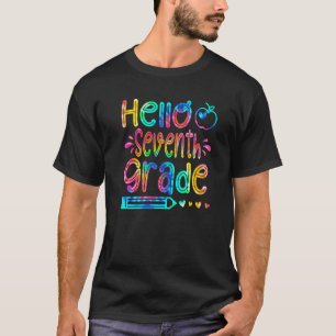 T-shirt Bonjour Septième Année Tee Dye Retour À L'École Pr