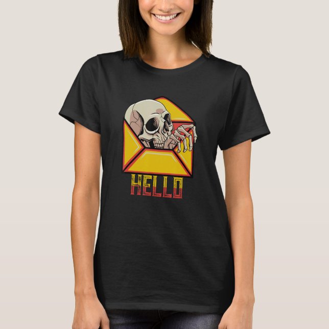 T-shirt Bonjour Skull Skeleton Mail Service postal Postman (Devant)