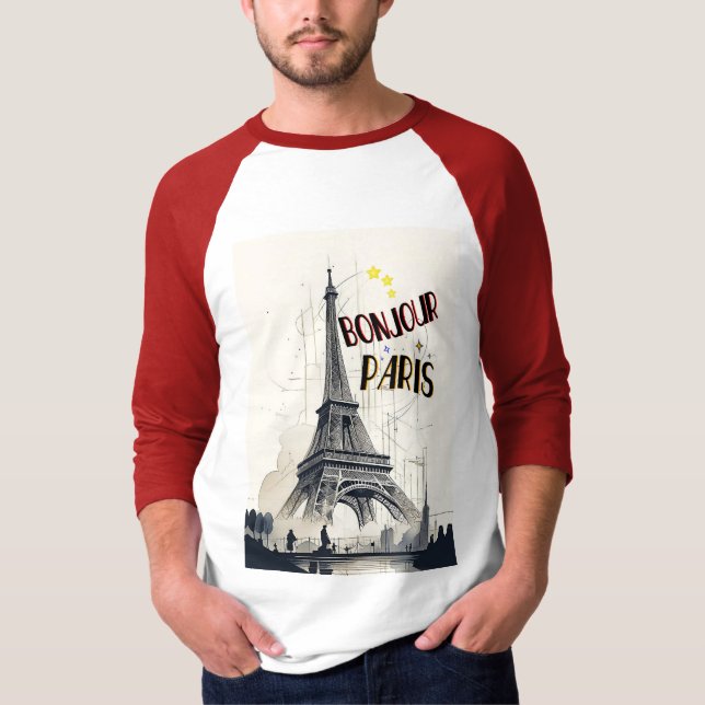 T-shirt Bonjour Skyline Marathon Paris (Devant)