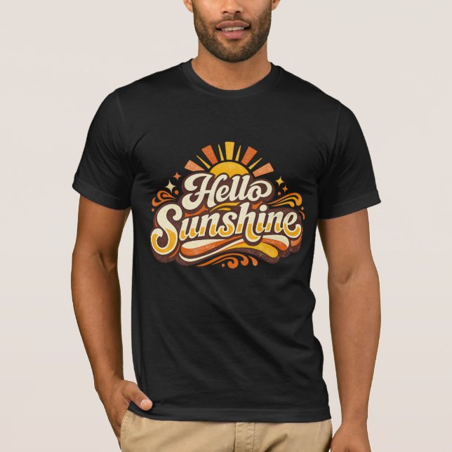 T-shirt Bonjour Soleil Rétro Été Vibes (Devant)