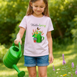 T-shirt Bonjour Spring Flower Garden Girls Rose
