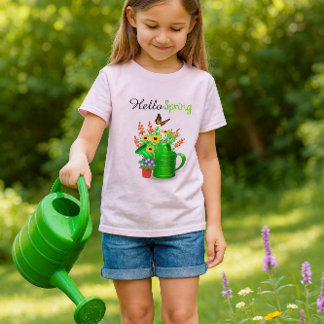 T-shirt Bonjour Spring Flower Garden Girls Rose