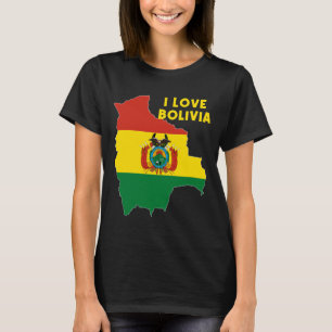 T-shirt Bonjour Sucre Je Cœur Bolivie Carte Drapeau Fier B