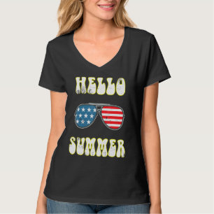 T-shirt Bonjour Summer Beach Lunettes de soleil vacances