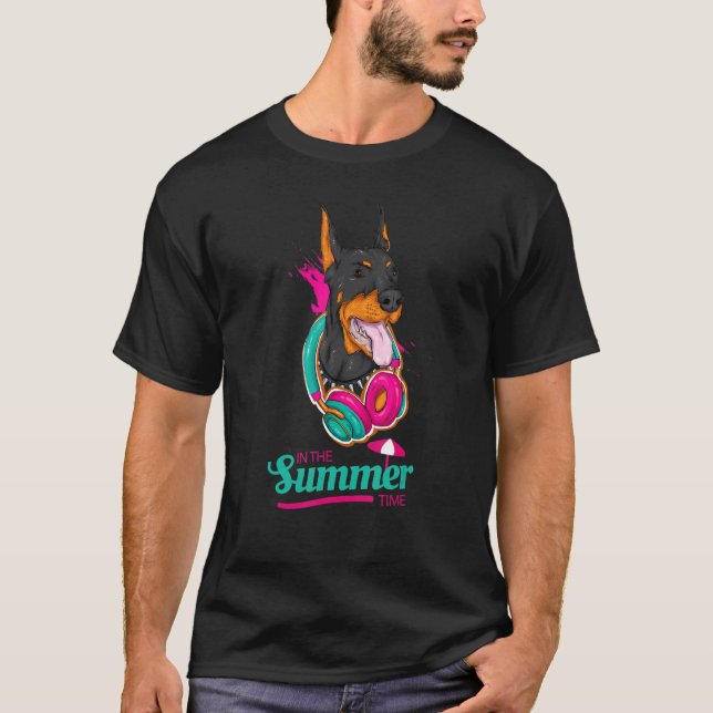T-shirt Bonjour Summer Dobie Holiday Doberman Pinscher Bea (Devant)