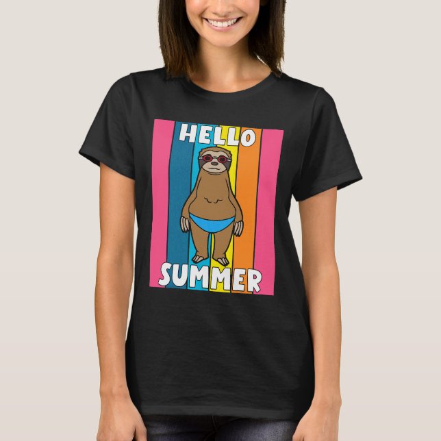 T-shirt Bonjour Summer Funny Sloth Animal (Devant)