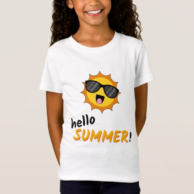 T-Shirt Bonjour Summer Sun avec lunettes de soleil (Devant)