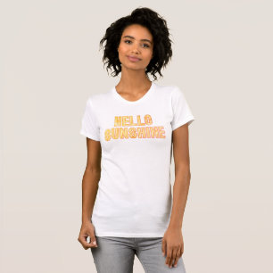 T-shirt Bonjour Sunshine Jaune Orange Rose Style Rétro Tee