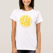 T-shirt Bonjour Sunshine Lettrer Jaune Sun Design de texte (Devant)