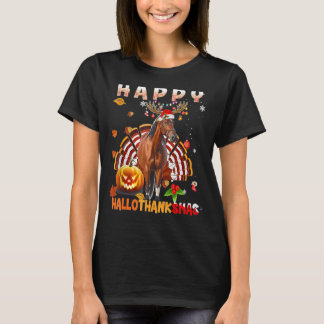 T-shirt Bonjour Thanksmas Turkey Horse Christmas Reind