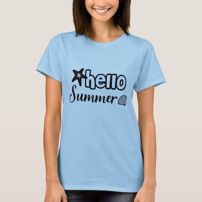 T-shirt Bonjour Typographie d'été (Devant)