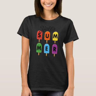 T-shirt Bonjour Vacances Été Cute Ice Lolly Popsicle Hell