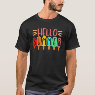 T-shirt Bonjour Vacances Été Glace Crème Popsicle Femme Gi