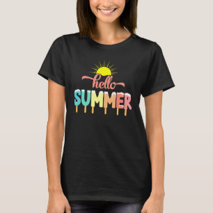 T-shirt Bonjour Vacances Été Ice Lolly Crème de glace Pops