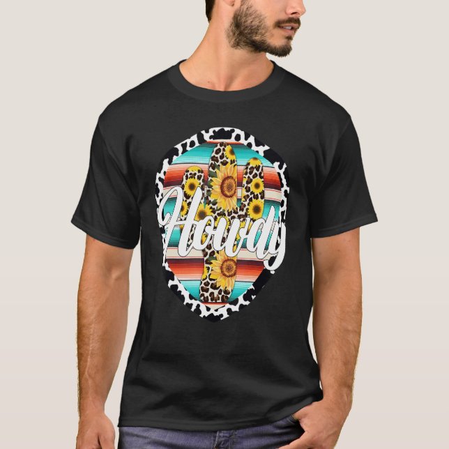 T-shirt BONJOUR  Vache Léopard Cactus Serape Impression de (Devant)