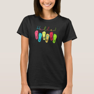 T-shirt Bonjour Vibes Été Flip Flops Plage Vacances Enfant