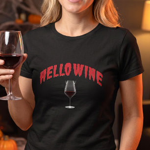 T-shirt Bonjour vin drôle - Pun Halloween diabolique