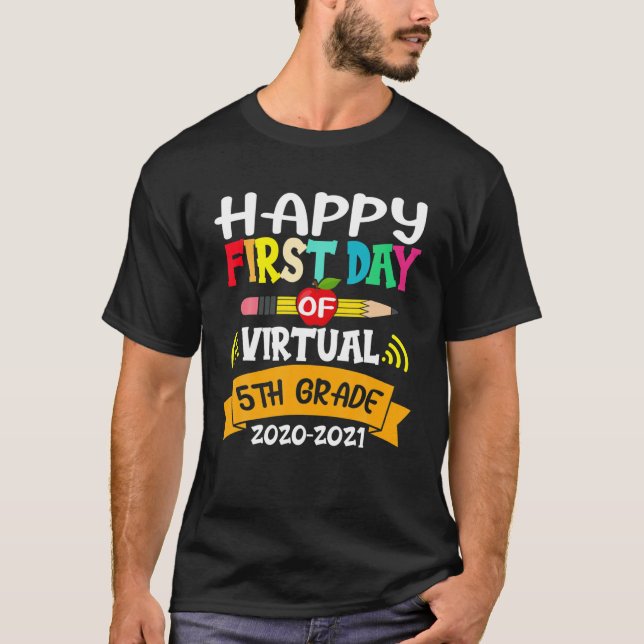 T-shirt Bonjour Virtual 5E Grade Squad Funny School (Devant)