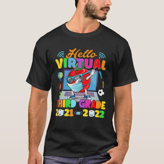 T-shirt Bonjour Virtual Third Grade 2021-2022 Apple Retour (Devant)