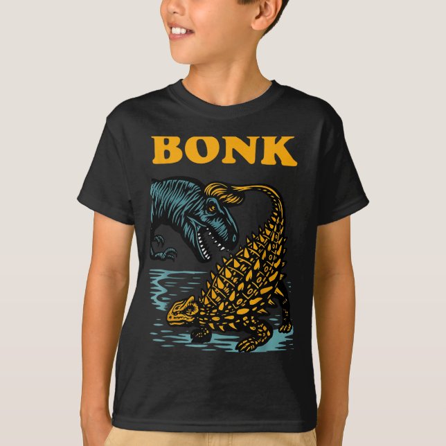 T-shirt Bonk Dinosaur Funny Prehistoric Humor Design  (Devant)