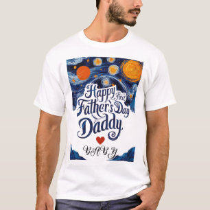 T-shirt Bonne 1ère Fête des pères, Papa Coeur / Nom person