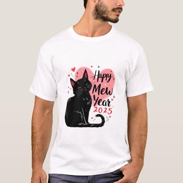 T-shirt Bonne année 2025 Drôle Chat Nouvel An (Devant)