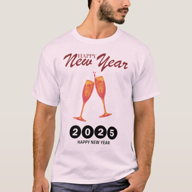 T-shirt "Bonne année 2025 - Vibrant Toast de Champagne Tee (Devant)