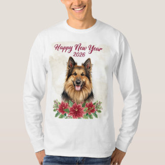 T-shirt Bonne année 2026 Chien Manches Longues Chemise