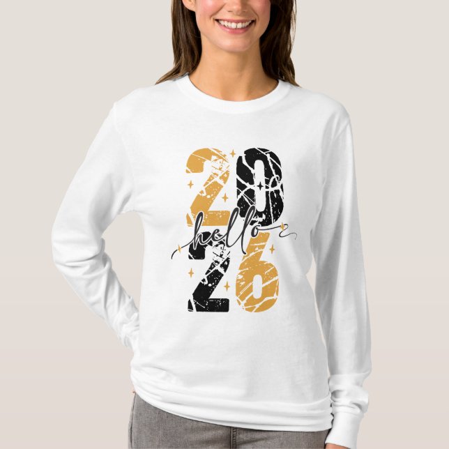 T-shirt Bonne année 2026 Noir & Or (Devant)