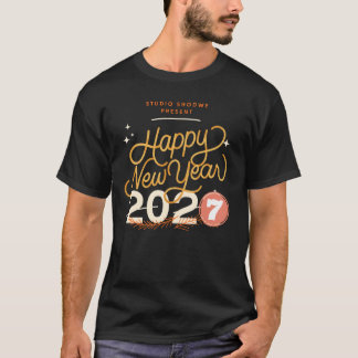 T-shirt Bonne Année 2027 Rétro Typographie Festive T-Shi