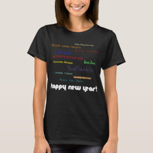 T-shirt Bonne année dans de nombreuses langues
