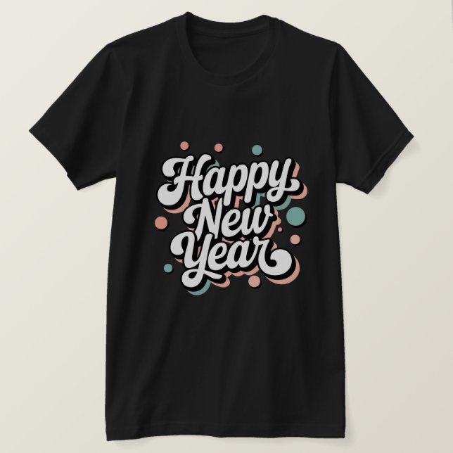 T-shirt Bonne année, style rétro (Design devant)