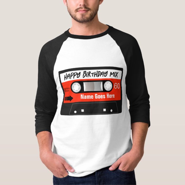 T-shirt Bonne Anniversaire Mixtape Rouge Cassette Customis (Devant)