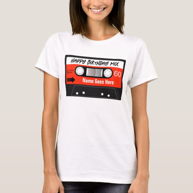 T-shirt Bonne Anniversaire Mixtape Rouge Cassette Customis (Devant)