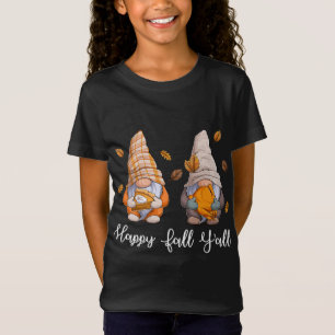 T-Shirt Bonne Automne Jeunes Gnomies Avec Citrouille À L'A