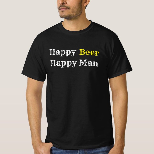 T-shirt Bonne bière homme heureux (Devant)