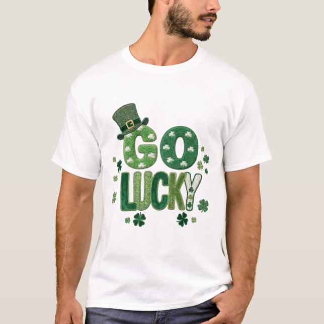 T-shirt Bonne Chance St Patrick's Day, Doodle Trèfle (Devant)