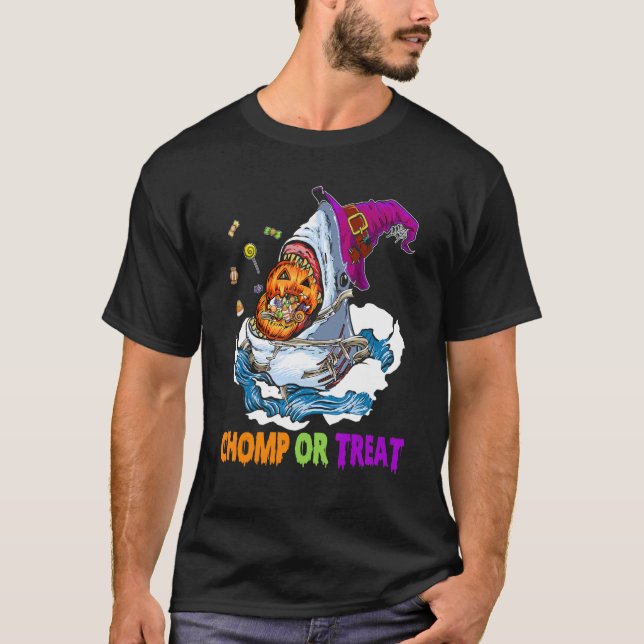 T-shirt Bonne Chompe Citrouille De Requin Halloween Ou Tra (Devant)