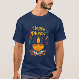 T-shirt Bonne conception du festival Diwali Diya et feux