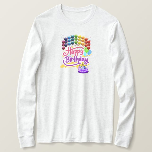 T-shirt Bonne fête d'anniversaire Dames Long Sleeve Tee (Design devant)