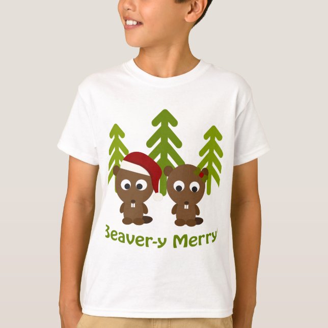 T-shirt Bonne fête de fin d'année castor ! (Devant)